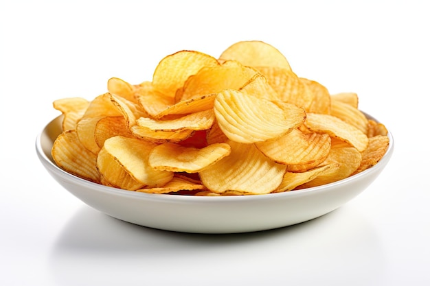 Potato chips arranged prettily on a white plate