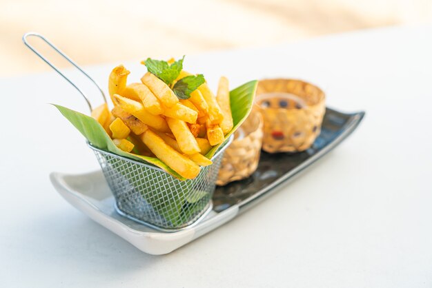 potato chips or french fries on plate