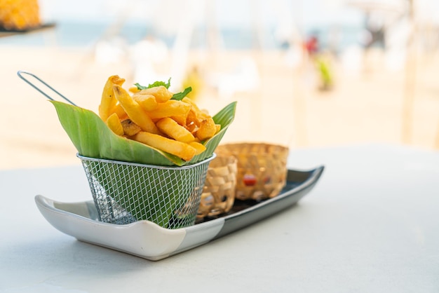 potato chips or french fries on plate