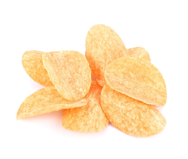 Potato chips isolated on white background