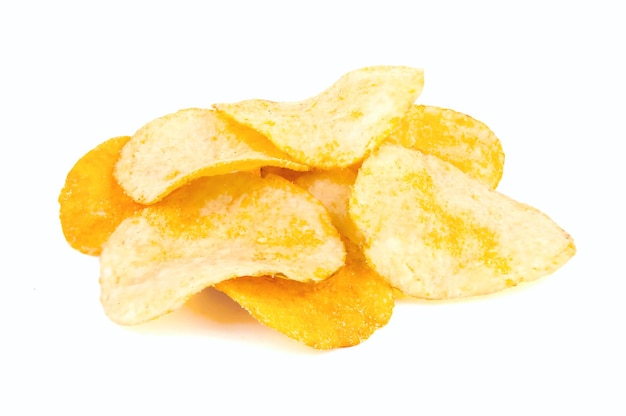 Potato chips isolated on white background