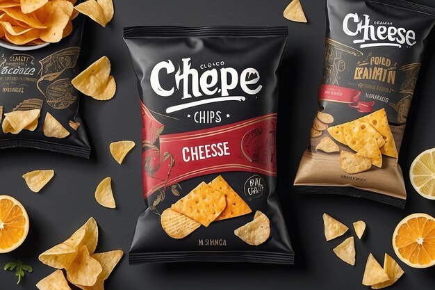 Potato Chips Paketontwerp Logoontwerp Kaas smaak