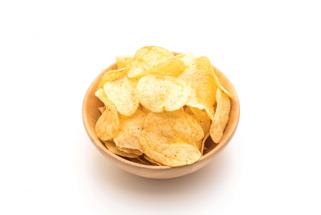 potato chips on white background