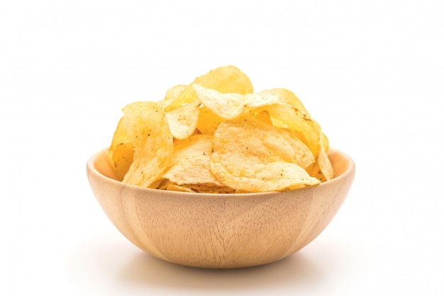 potato chips on white background