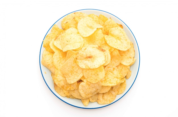 potato chips on white background