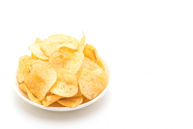 potato chips on white 