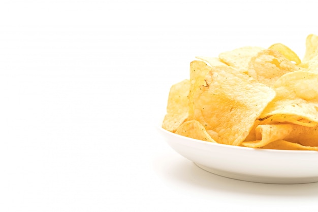 Photo potato chips on white