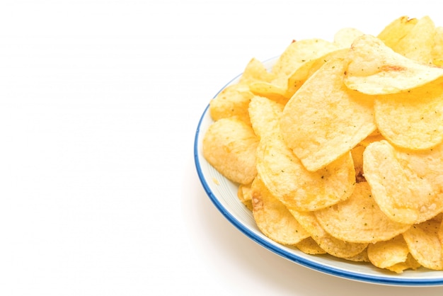 potato chips on white 