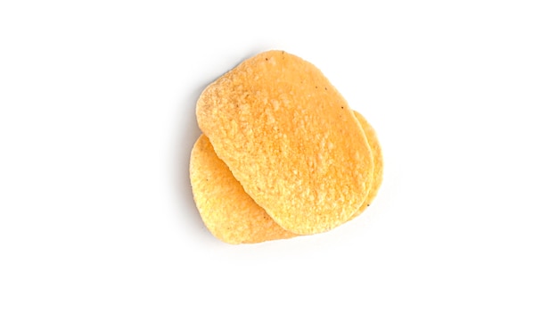 Potato chips on white