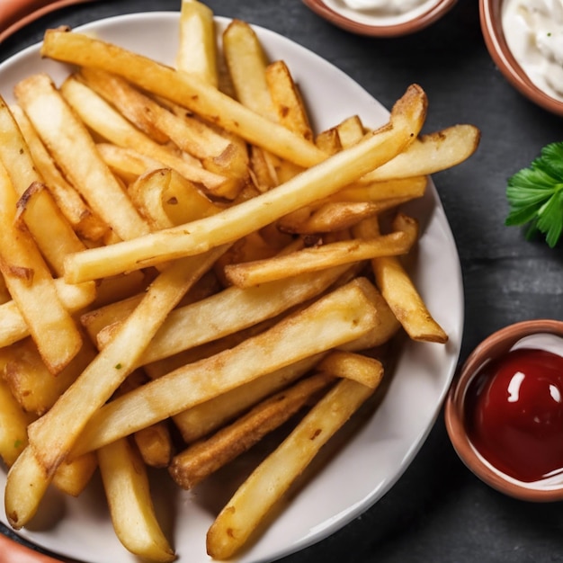 Potato french fries in a plate