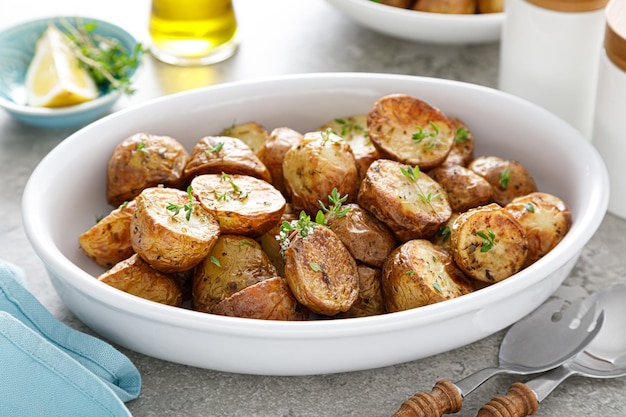 Potato halves baked with thyme