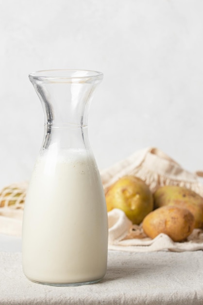 A potato-milk drink, a plant-based, environmentally friendly alternative to food.