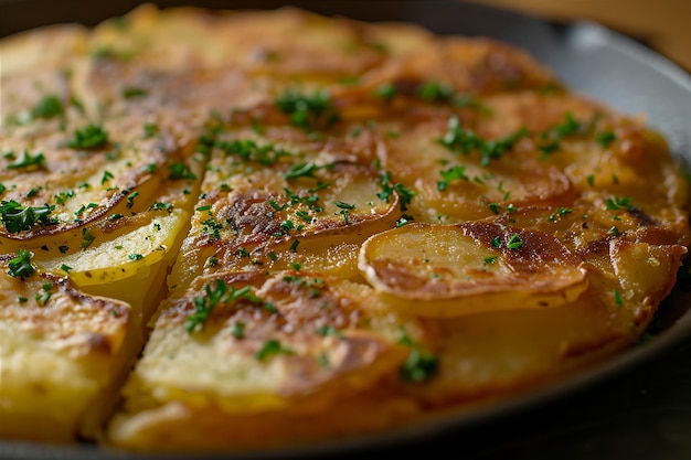 Photo potato and onion wilted tortilla with parsley