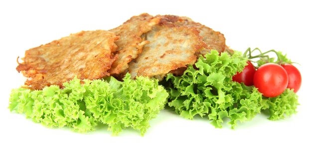 Potato pancakes isolated on white