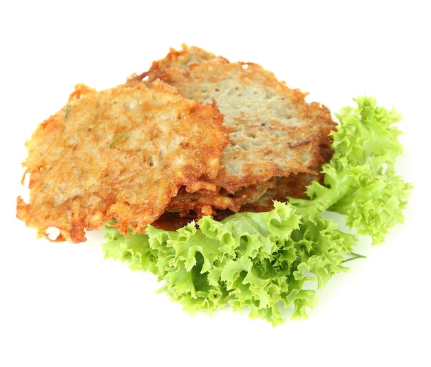 Potato pancakes isolated on white