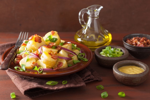 Potato salad with bacon onion mustard