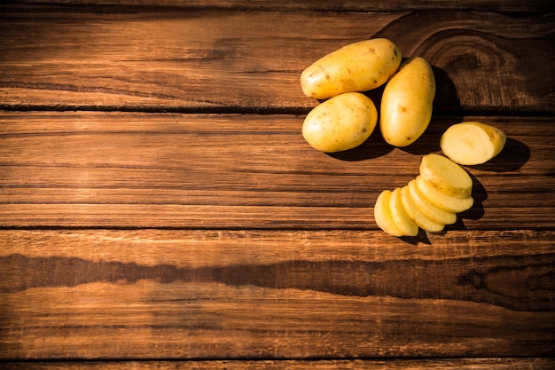 Potato slices on a table