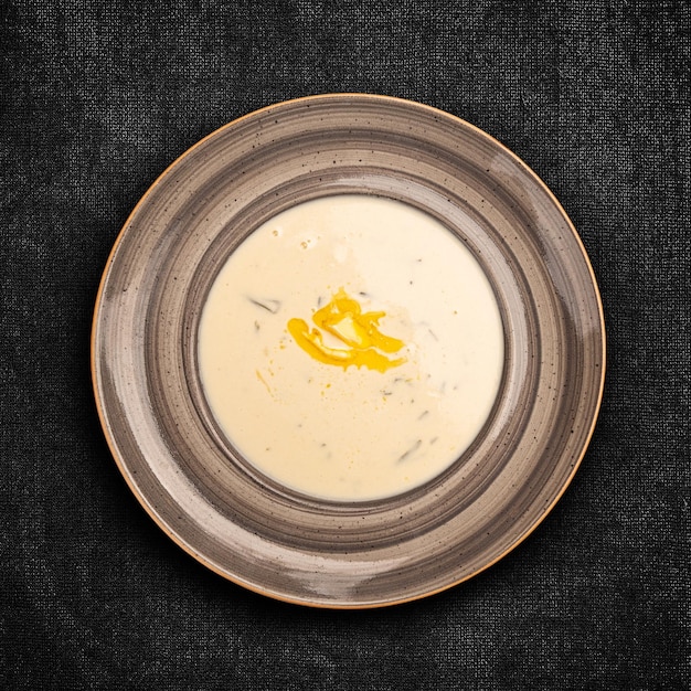 Potato soup with cheddar cheese