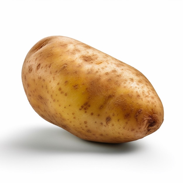 A potato with brown spots on it and a white background