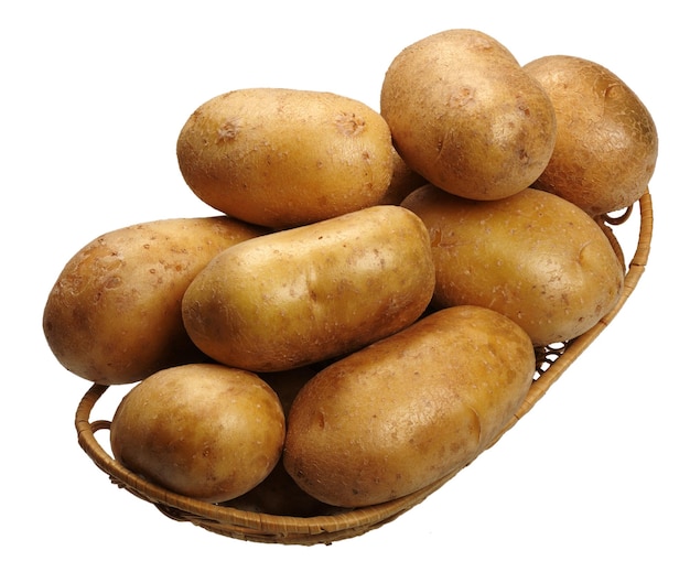 Potatoes in a basket isolated