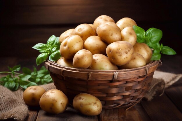 Photo potatoes in a basket