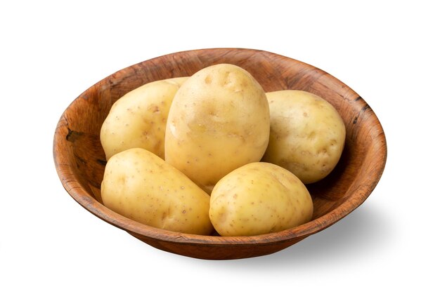 Potatoes in a bowl isolated over white background