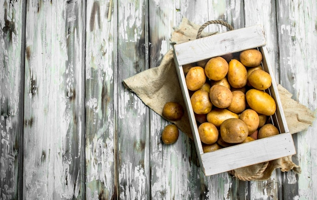 Potatoes in a box with napkin