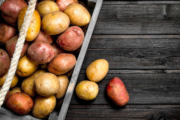 Photo potatoes in a box