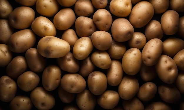 Potatoes on a dark background Generative AI