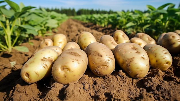 사진 농장 안의 감자 농장 안의 유기농 감자 수확 ai generative