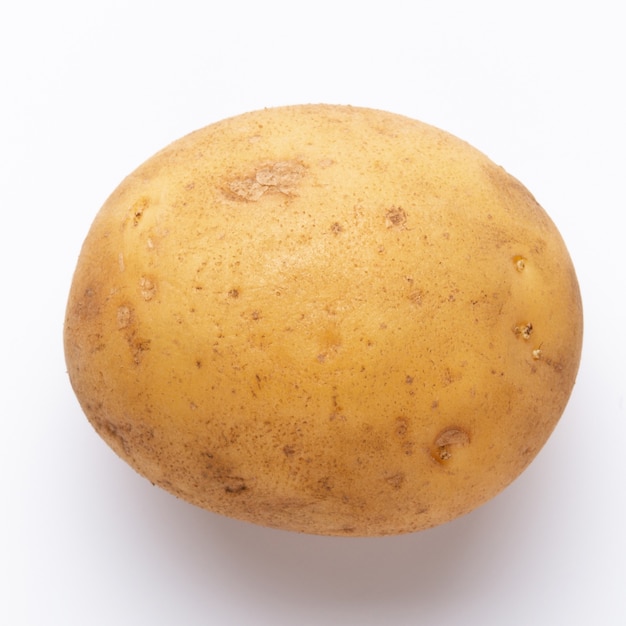 Potatoes isolated on white background. Flat lay. Top view.