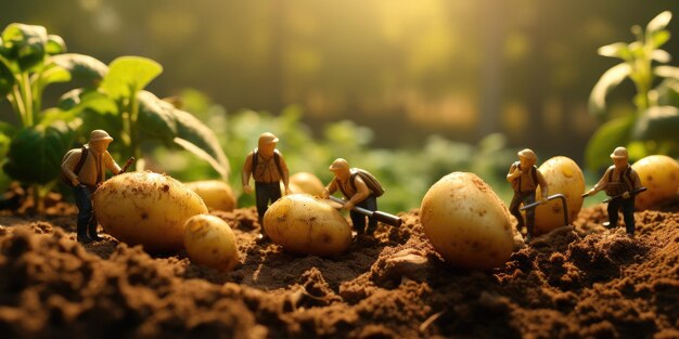 사진 감자 생성 ai를 수확하는 필드 근접 촬영에 감자