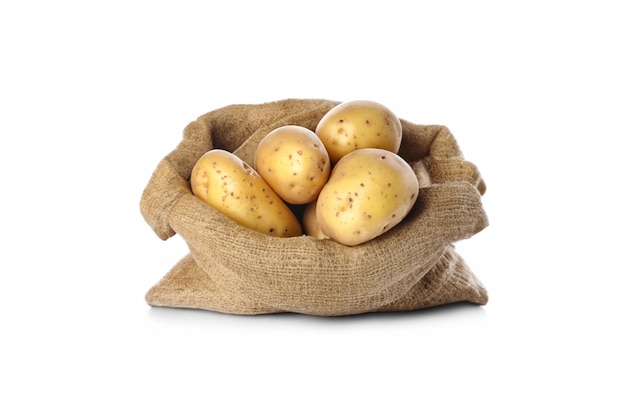 potatoes in a sack isolated background