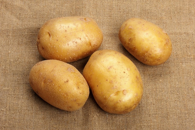 Potatoes on a sacking