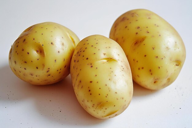 Potatoes on a white background Closeup of potatoes