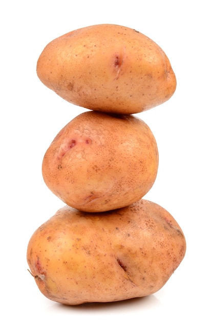 Potatoes on a white