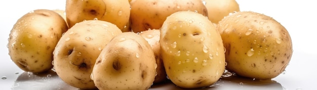 Картофель с капельками на белом фоне Генеративный ИИ