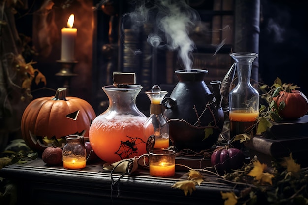 Potion brewing for halloween halloween background