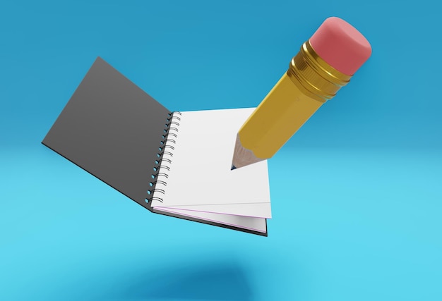 Foto potlood en papier 3d renderen