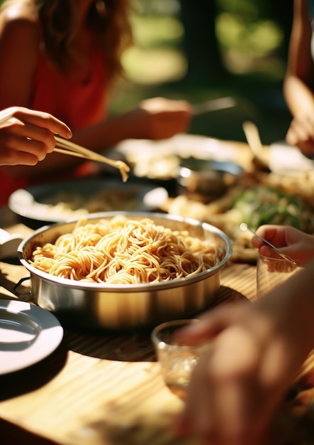 potluck food photography of plain kamut pasta dive