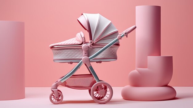 Photo poto of baby care cycle baby stroller in isolated background ai generated