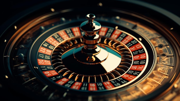 Photo poto of casino roulette table in casino background generative ai