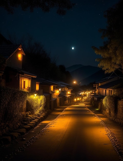 Photo potograph of indian village night life