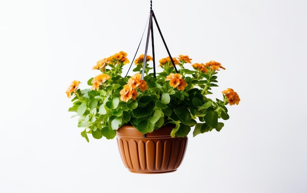 Potplant met hangende sinaasappelbloemen