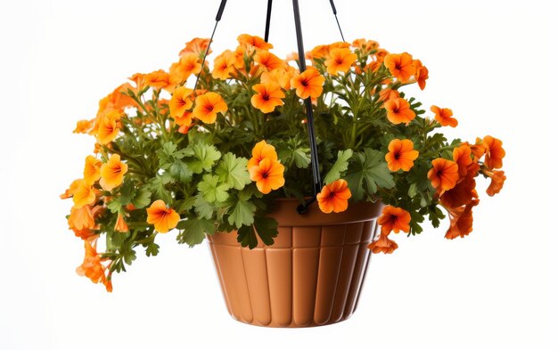 Potplant met hangende sinaasappelbloemen