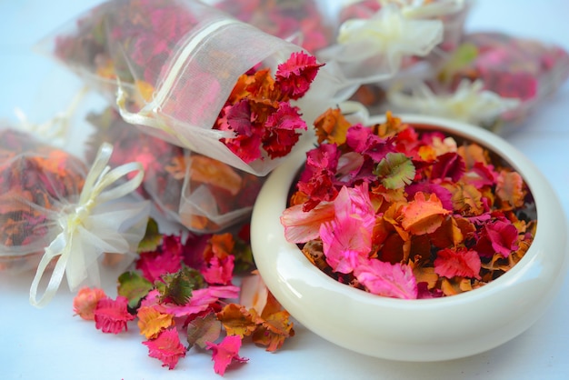 Potpourri is a mixture of dried, naturally fragrant plant material, 