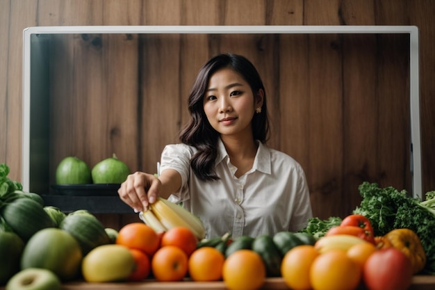 potrait cute asian women in shop