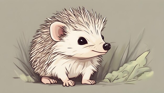 Photo potrait of a cute hedgehog in cartoon theme