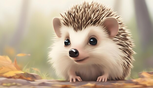 Photo potrait of a cute hedgehog in cartoon theme