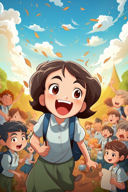 potrait cute illustration happy kid